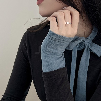 925 Sterling Silver Open Cuff Ring for Woman RJEW-M164-01-1