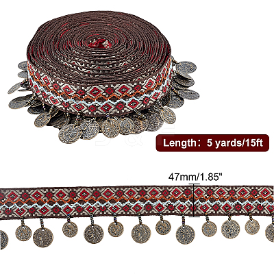 5 Yards Ethnic Style Embroidery Polyester Ribbons OCOR-GA0001-19-1