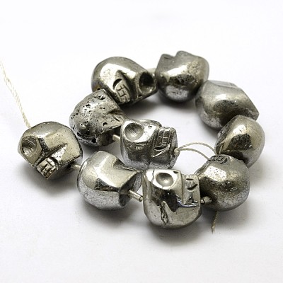 Electroplated Natural Pyrite Beads Strands G-N0258-M-04-1