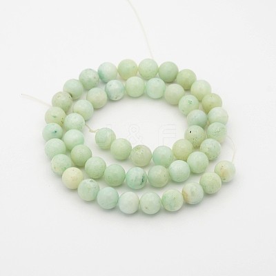 Natural Flower Amazonite Round Bead Strands G-P070-33-10mm-1