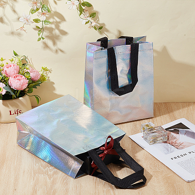 20Pcs Iridescent Rainbow Cloth Gift Tote Bags ABAG-GO0001-15-1