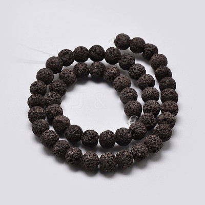 Natural Lava Rock Round Bead Strands G-I124-6mm-M-1