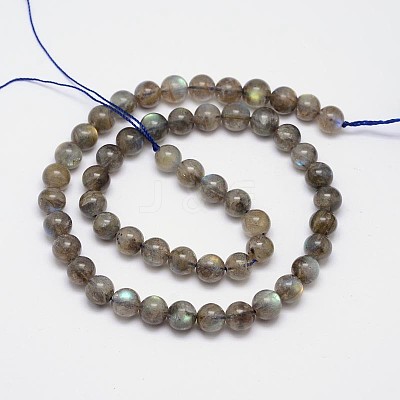 Natural Labradorite Round Bead Strands G-M262-6mm-09-1