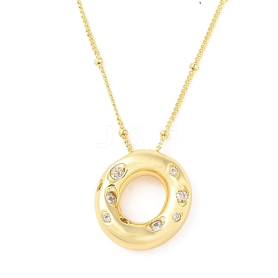 Brass Micro Pave Clear Cubic Zirconia Pendant Necklaces NJEW-Z038-01G-O-1