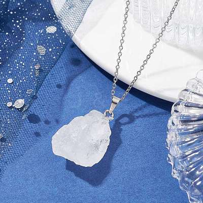 Natural Quartz Crystal Nugget Pendant Necklaces NJEW-JN04507-05-1