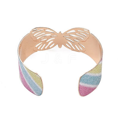Butterfly Alloy Open Cuff Bangles for Women BJEW-L686-01A-1