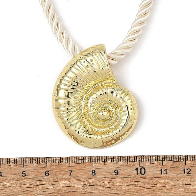 Ocean Brass Conch Shell Shaped Pendant Twisted Nylon Cord Necklaces NJEW-JN06414-1