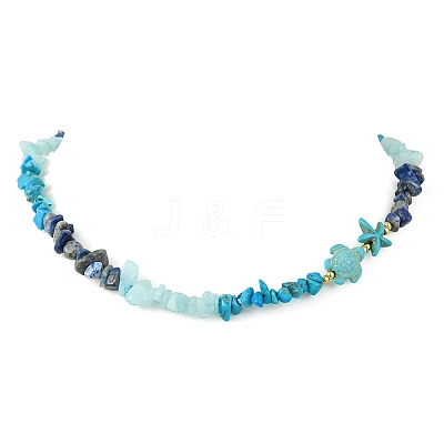 Natural Lapis Lazuli & & Synthetic Turquoise & Natural White Jade Necklaces NJEW-JN06630-1