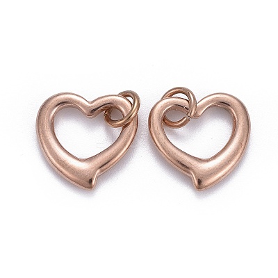 304 Stainless Steel Open Heart Charms STAS-L218-14RG-1