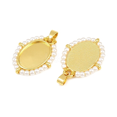 Brass & ABS Plastic Pearl  Pendant Cabochon Settings PL-CBA6A75-09B-G-1