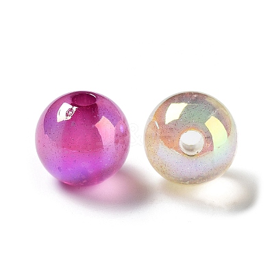 UV Plated Transparent Acrylic Beads X-OACR-Z013-10-1