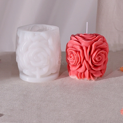 Valentine's Day 3D Rose Pillar DIY Candle Silicone Molds DIY-K064-03A-1