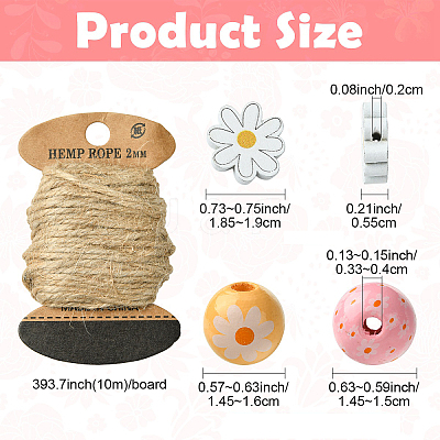 Flower & Round Natural Wooden Beads WOOD-YW001-76-1