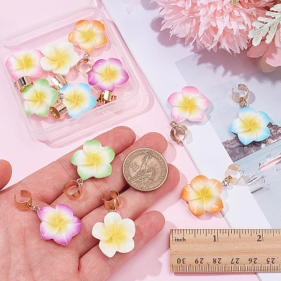 12Pcs 6 Colors Flower Resin Stethoscope Pendant Decorations HJEW-SP0001-55-1