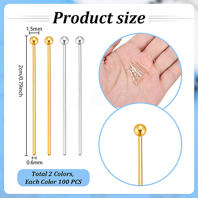 200Pcs 2 Colors Brass Ball Head Pins KK-PH0015-36-1