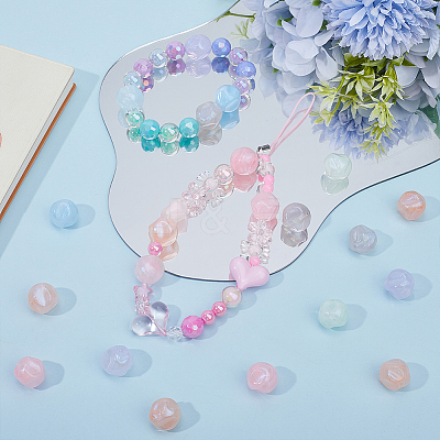 48pcs 6 colors Opaque Acrylic Beads OACR-SC0001-80-1