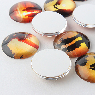 Half Round Love Dusk Photo Glass Dome Cabochons GGLA-A002-20mm-HH-1