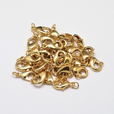 PVD Vacuum Plating Brass Lobster Claw Clasps for Jewelry Necklace Bracelet Making KK-I599-15mm-G-RS-1