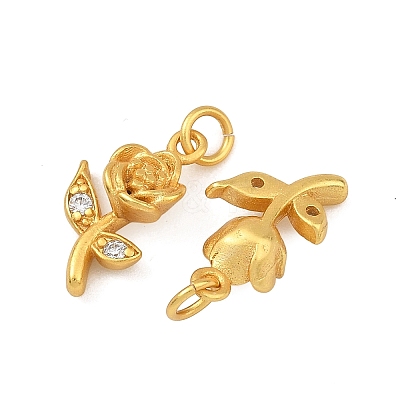 Brass Micro Pave Clear Cubic Zirconia Charms KK-F941-35A-G-1