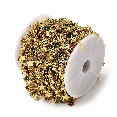 Brass Flat Round with Star Link Chains CHC-H114-06G-02-1