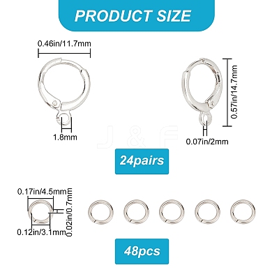 24 Pairs Brass Huggie Hoop Earring Findings DIY-CN0002-20-1