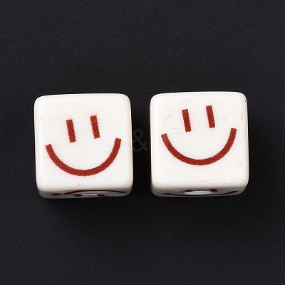 Opaque Printed Acrylic Beads MACR-C007-01L-1