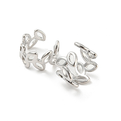Hollow Leafy Branch Brass Cuff Earrings EJEW-I300-07P-1