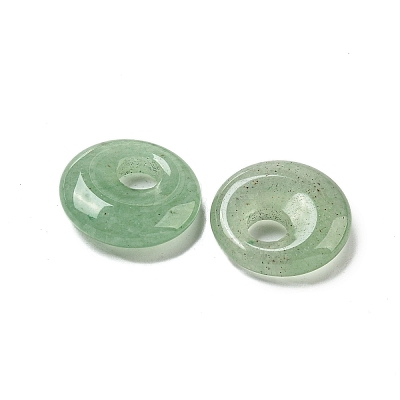 Natural Green Aventurine Donut/Pi Disc Charms G-G142-02H-1