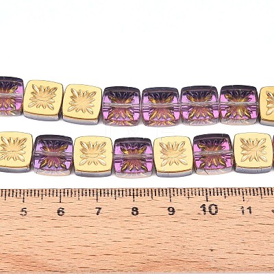 Electroplate Transparent Glass Beads Strands EGLA-N017-03G-1