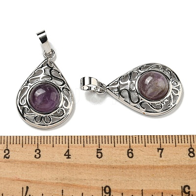 Natural Amethyst Pendants G-Q158-05P-12-1