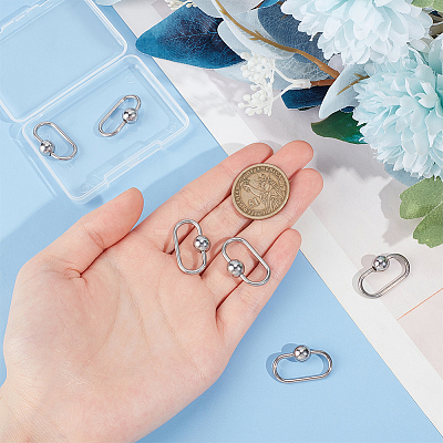 6Pcs 304 Stainless Steel Screw Carabiner Lock Charms STAS-UN0060-18-1