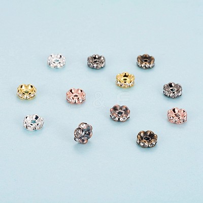 Brass Rhinestone Spacer Beads RB-JP0002-08-1