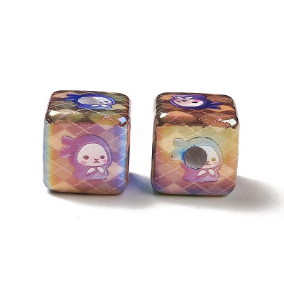 UV Plating Opaque Rainbow Iridescent Acrylic Beads PACR-D069-02A-1