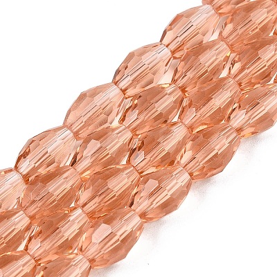 Transparent Glass Beads Strands EGLA-A037-T6x8mm-D06-1