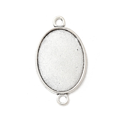 Antique Silver Tibetan Style Alloy Flat Oval Cabochon Connector Settings X-TIBE-M022-05AS-1