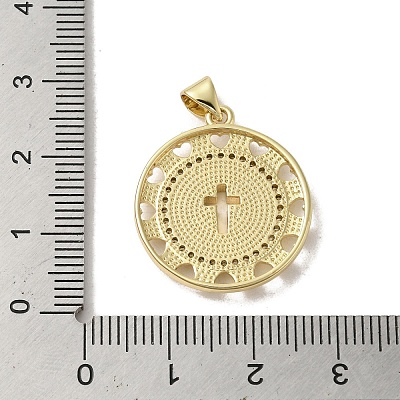 Brass Micro Pave Clear Cubic Zirconia Pendants KK-I708-04B-G-1