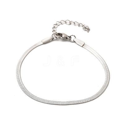 Non-Tarnish 304 Stainless Steel Herringbone Chains Bracelet for Men Women BJEW-D450-01P-03-1