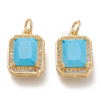 Brass Glass Charms X-ZIRC-F116-09D-G-1