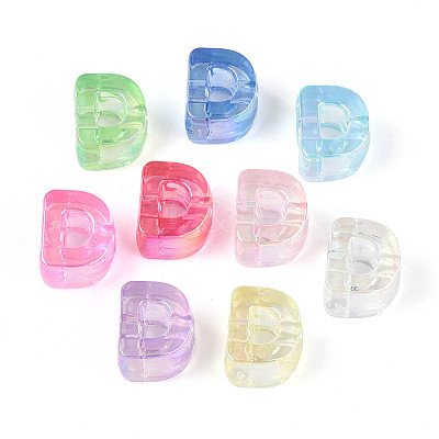 UV Plating Transparent Acrylic European Beads OACR-M027-02D-1