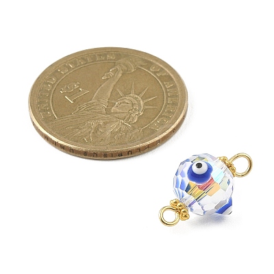 Transparent Evil Eye Glass Connector Charms PALLOY-JF02209-1