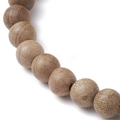 Natural Wood Beads Stretch Bracelets for Women BJEW-JB11338-02-1