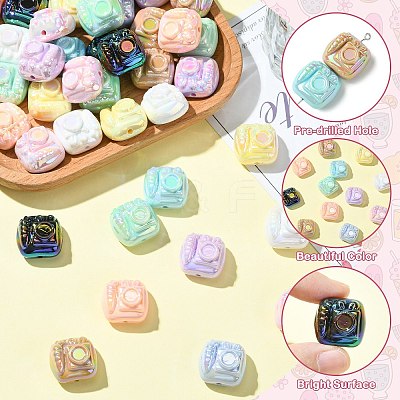50Pcs 10 Colors UV Plating Opaque Acrylic Beads PACR-CJ0001-47-1