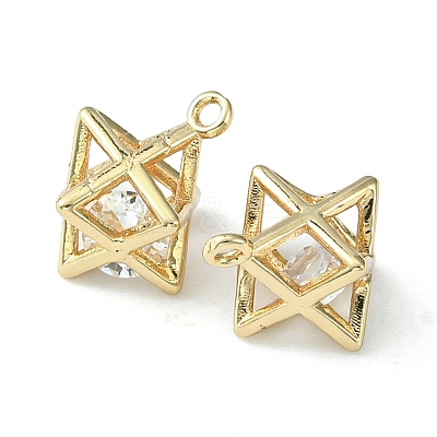 Brass Cubic Zirconia Charms KK-G462-50KCG-1