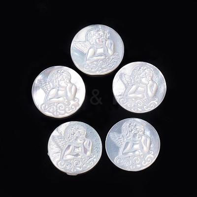Natural White Shell Cabochons SSHEL-D083-07-1