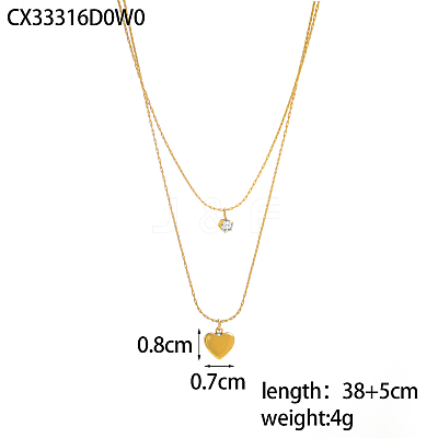 304 Stainless Steel Micro Pave Cubic Zirconia Double Layer Necklaces NJEW-OY002-46G-1