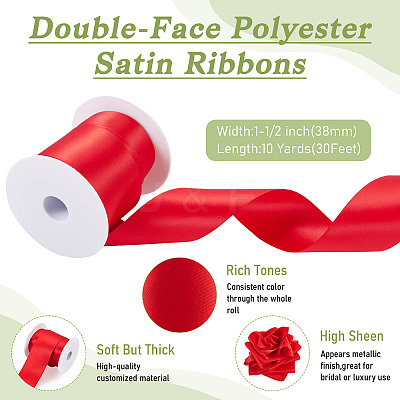 10 Yards Double-Face Polyester Satin Ribbons SRIB-TA0001-16D-1