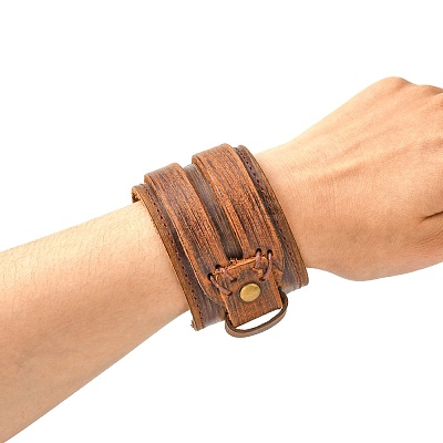 Leather Wrap Snap Bracelets BJEW-FF0007-027B-1