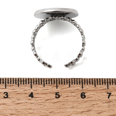 Hollow Flower 304 Stainless Steel Cuff Ring Components STAS-P454-03E-P-1