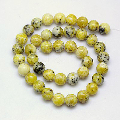 Natural Yellow Turquoise(Jasper) Beads Strands GSR10mmC007-1