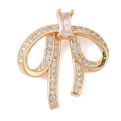 Brass Micro Pave Clear Cubic Zirconia Pendants KK-N256-18G-1